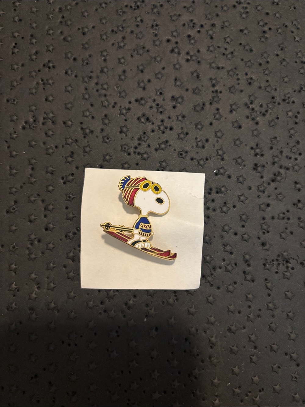 Snoopy Skiing Enamel Brooch Vintage